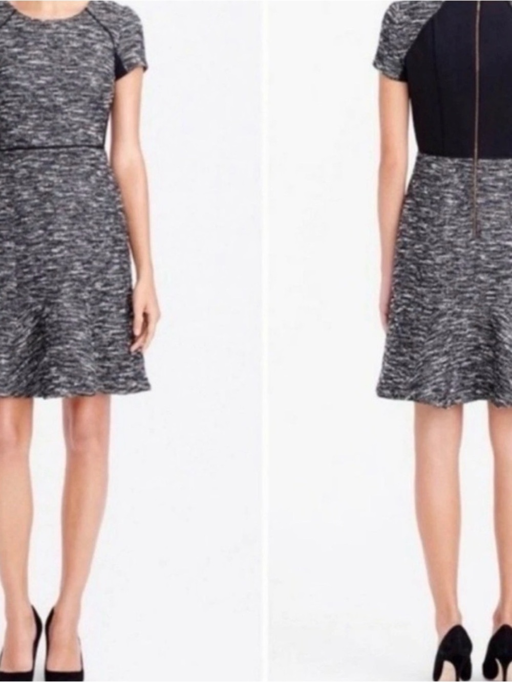 J. Crew Gray Marled A-Line Dress with Black Back Panel